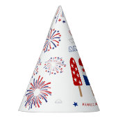 赤い白7月のポプシクルの赤ちゃんシャワーの4番目 パーティーハット (左)