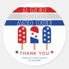 赤い白7月のポプシクルの赤ちゃんシャワーの4番目 ラウンドシール