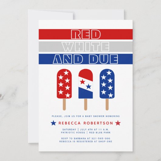 赤い白7月の氷の赤ちゃんポップ・アートのシャワー第4日 招待状 (正面)