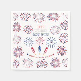 赤い白7月の爆竹の赤ちゃんシャワーの期限4日 スタンダードカクテルナプキン