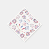 赤い白7月の爆竹の赤ちゃんシャワーの期限4日 スタンダードカクテルナプキン (角)