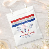 赤い白7月の爆竹の赤ちゃんシャワーの期限4日 フェイバーバッグ (クリップ留めされた状態)