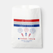 赤い白7月の爆竹の赤ちゃんシャワーの期限4日 フェイバーバッグ (正面)