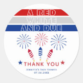 赤い白7月の爆竹の赤ちゃんシャワーの期限4日 ラウンドシール (正面)