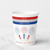 赤い白7月の爆竹の赤ちゃんシャワーの期限4日 紙コップ (裏面)