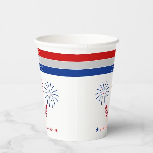 赤い白7月の爆竹の赤ちゃんシャワーの期限4日 紙コップ (右)