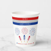 赤い白7月の爆竹の赤ちゃんシャワーの期限4日 紙コップ (正面)