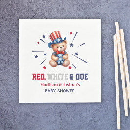 赤い白7月の赤ちゃんシャワーの第4日 スタンダードランチョンナプキン