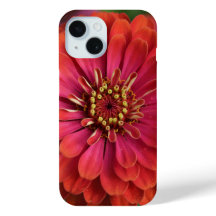 赤い百日草 - 花柄 iPhone 15 カバー
