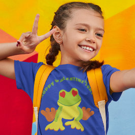 赤い目のツリーカエルのホップのバレンタインデー Tシャツ