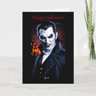 赤い目のドラキュラハロウィンカード カード