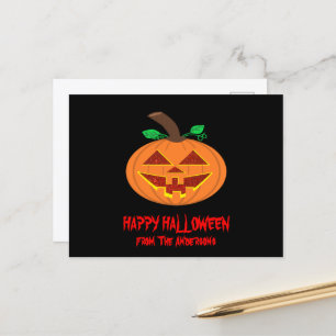 赤い目のハッピーハローウィン微笑みカボチャ葉書 ポストカード