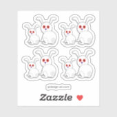 赤い目のハロウィーンで白いバンニー シール (シート)