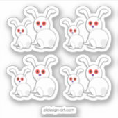 赤い目のハロウィーンで白いバンニー シール (正面)