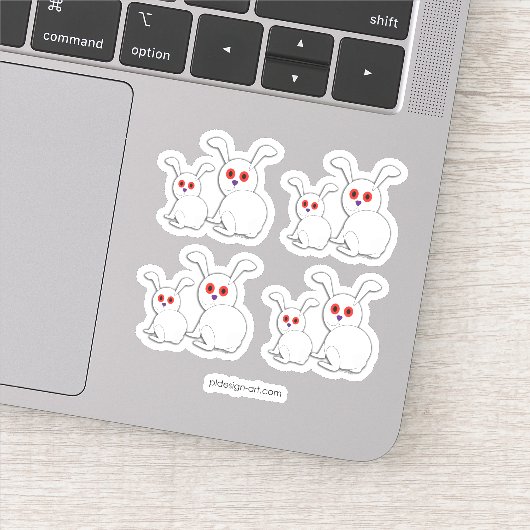 赤い目のハロウィーンで白いバンニー シール (詳細)