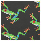 赤い目の木のカエルが黒 ファブリック (クローズアップ)