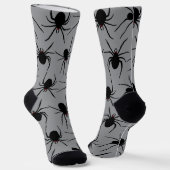 赤い目をした怖いクモパターン（の模様が）ある ソックス (傾斜あり)