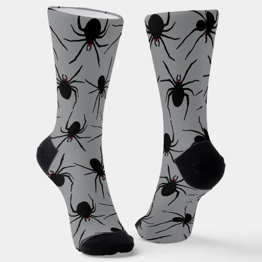 赤い目をした怖いクモパターン（の模様が）ある ソックス (傾斜あり)