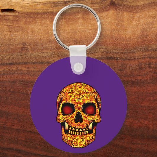 赤い目をした恐ろしいハロウィーンスカル キーホルダー (裏面)