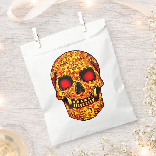 赤い目をした恐ろしいハロウィーンスカル フェイバーバッグ (クリップ留めされた状態)