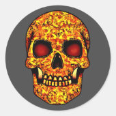 赤い目をした恐ろしいハロウィーンスカル ラウンドシール (正面)