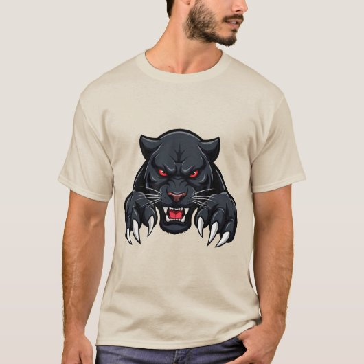 赤い目をした攻撃的なブラックパンサー Tシャツ (正面)