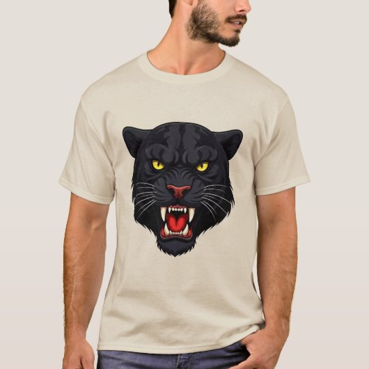 赤い目をした攻撃的なブラックパンサー Tシャツ (正面)