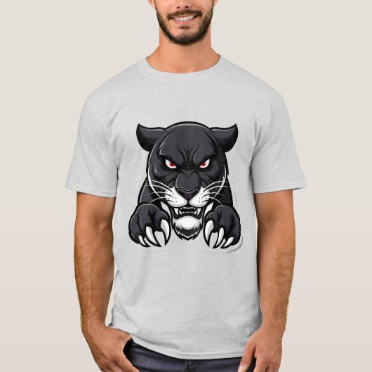 赤い目をした攻撃的なブラックパンサー Tシャツ (正面)