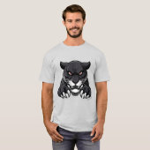 赤い目をした攻撃的なブラックパンサー Tシャツ (正面フル)