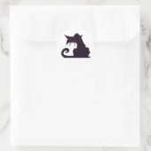 赤い目をした邪悪な黒猫のシルエット ラウンドシール (バッグ)