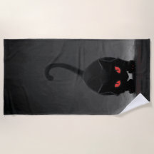 赤い目をした黒猫 - ダークミニマルアート