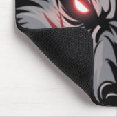 赤い目を白熱［赤熱］光を放つ持つ威嚇する狼 マウスパッド (コーナー)