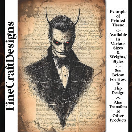 赤い目ビクトリアンBB5デコページ付きゴシック風の悪魔 薄葉紙