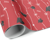 赤い目盛りキャップとリボン ラッピングペーパー (ロールコーナー)