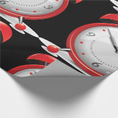 赤い目覚し時計の光沢のある包装紙 ラッピングペーパー (角)