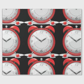赤い目覚し時計の光沢のある包装紙 ラッピングペーパー (フラット)