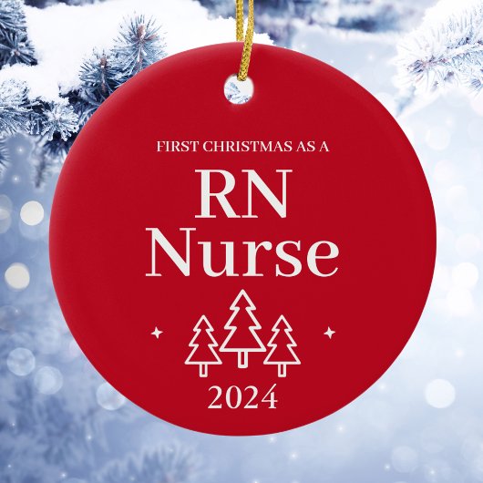 赤い看護師の初クリスマス セラミックオーナメント