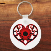 赤い眼球のハート キーホルダー (正面)