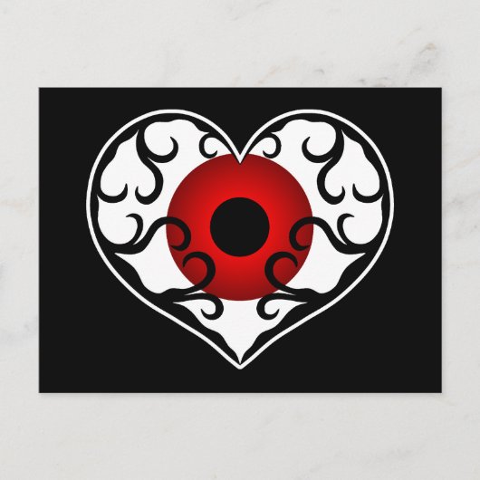 赤い眼球のハート ポストカード (正面)