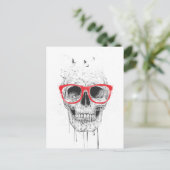 赤い眼鏡のスカル ポストカード (スタンド正面)