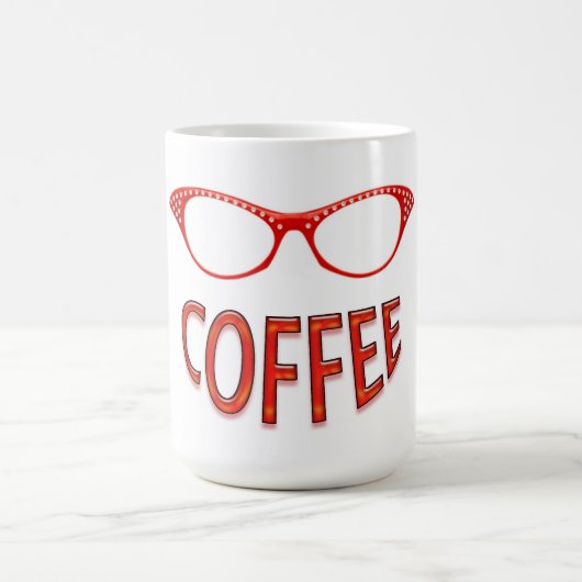 赤い眼鏡の笑顔のコーヒー コーヒーマグカップ (中央)