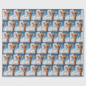 赤い眼鏡をかけている雲のキリン ラッピングペーパー (フラット)