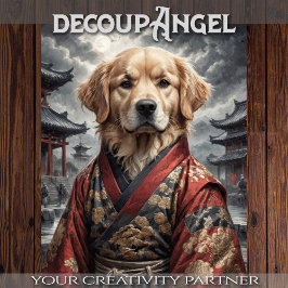 赤い着物のゴールデンレトリバー – デコページ –  薄葉紙