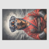 赤い着物のロットワイラー- Decopage - 薄葉紙 (正面)