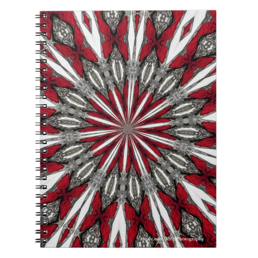 赤い矢の円形浮彫りの螺線形の写真のノート ノートブック (正面)