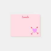 赤い矢印と紫のハートと素敵なピンク ポストイット (正面)