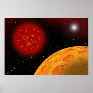赤い矮星が浮かぶスカイ ポスター