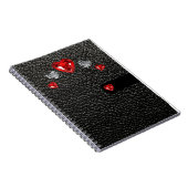 赤い石と白の黒い革の偽のスタイル ノートブック (右側)