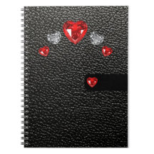 赤い石と白の黒い革の偽のスタイル