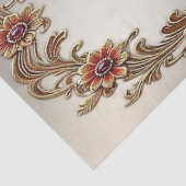 赤い石の付いた金の花模様のフレームのティッシュペーパー 薄葉紙 (詳細)